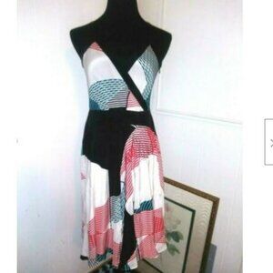 Derek Lam 10 Crosby Dress fit and flare 100% SILK Geometric print abstract